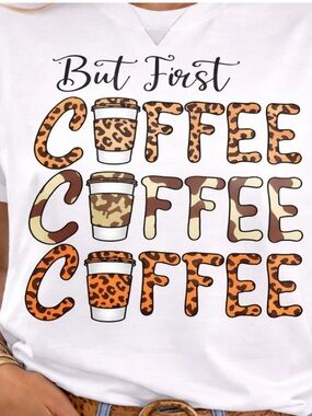But First Coffee Shirt Leopard Print Cute Trendy Coffee Lover Tee summer
Shirt